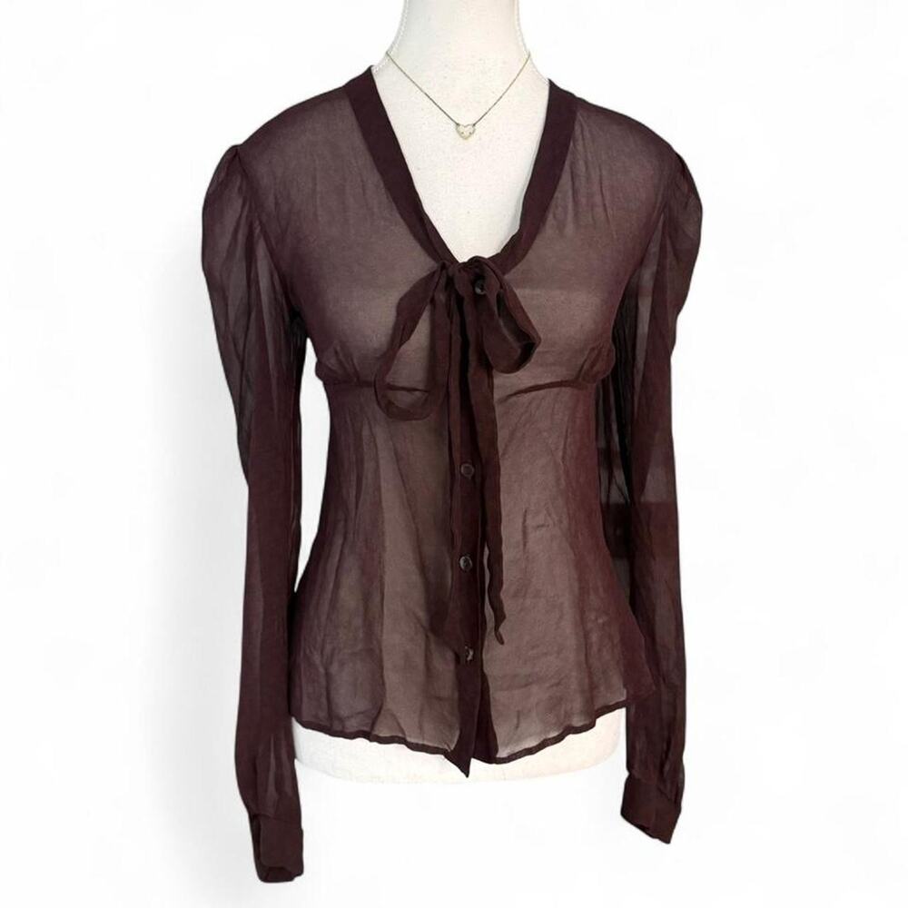 Dolce & Gabana Chiffon Silk Plum Vintage Button Up Tie Front Detail Size M-L(44)